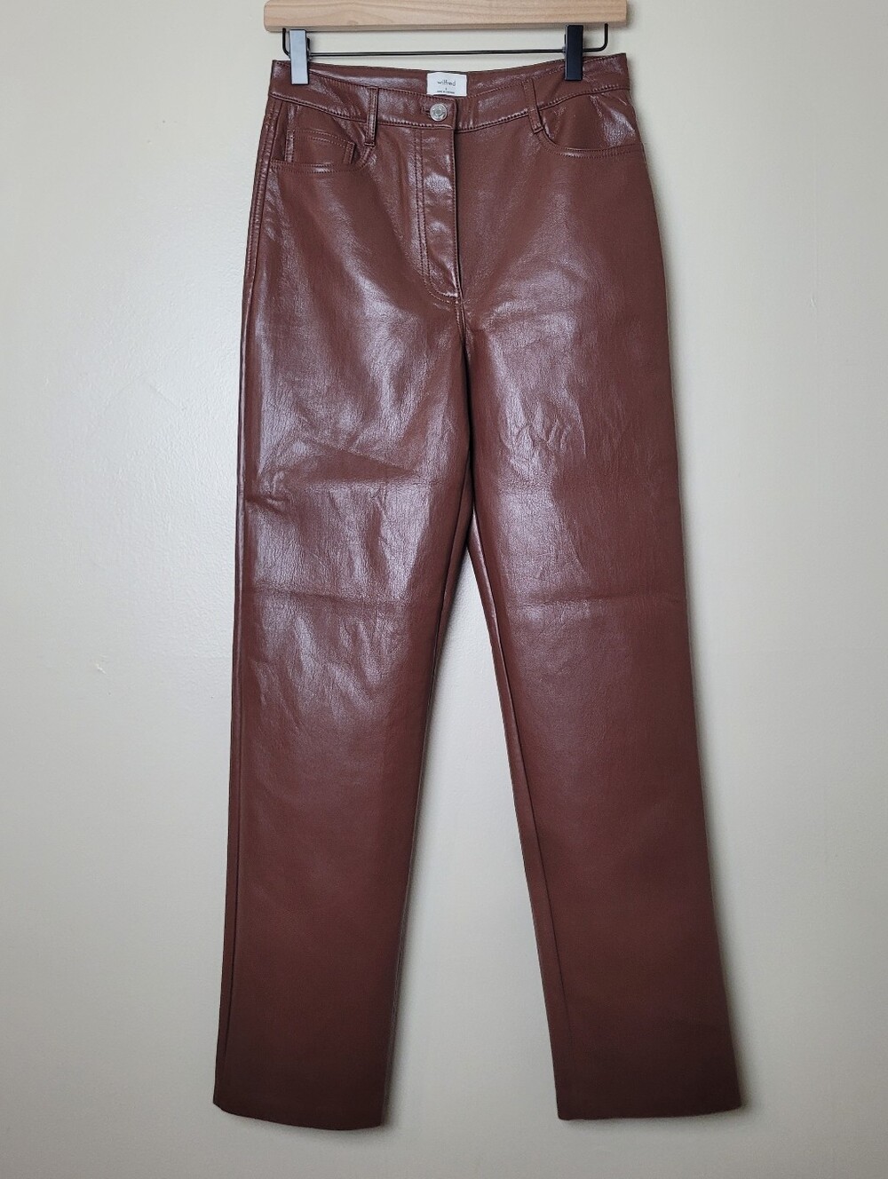Aritzia Wilfred Melina Vegan Faux Leather Pants in Brown Fall Old Money